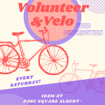 Volunteer and velo, food distribution every saturday, Parc square albert-shweitzer